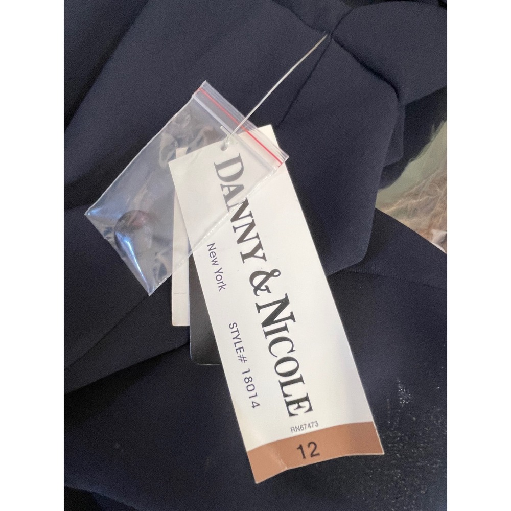 NOS Danny & Nicole Womens Dress Set 12 2pc Navy Blue Satin Trim Formal Maxi Set - Picture 15 of 16